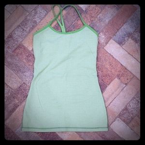 Lululemon green & white power Y tank top size 2